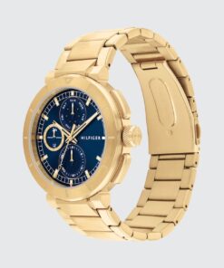 LORENZO GOLD STAINLESS STEEL BLUE DIAL WATCH