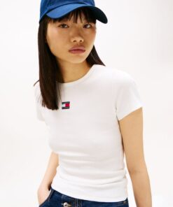 TOMMY BADGE RIBBED SLIM T-SHIRT