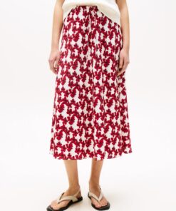 TEXTURED DRAWSTRING STRAIGHT MIDI SKIRT