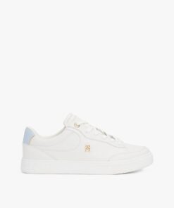 TH MONOGRAM LEATHER COURT TRAINERS