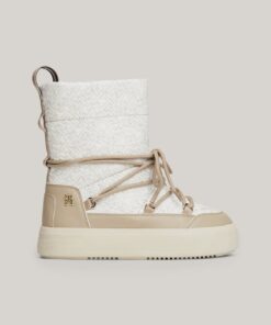 TH MONOGRAM LACE-UP SNOW BOOTS