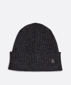TH MONOGRAM WOOL BEANIE WITH CASHMERE