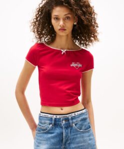 TOMMY GIRL LOGO SLIM CROPPED T-SHIRT