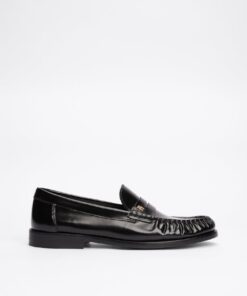 TH MONOGRAM LEATHER LOAFERS