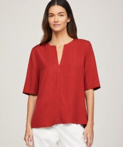 VISCOSE REGULAR V-NECK BLOUSE