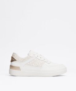 TH MONOGRAM LEATHER COURT TRAINERS