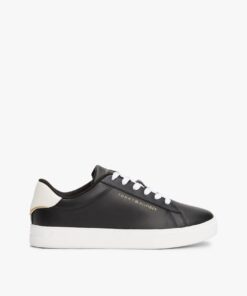 ESSENTIAL METALLIC LEATHER COURT TRAINERS