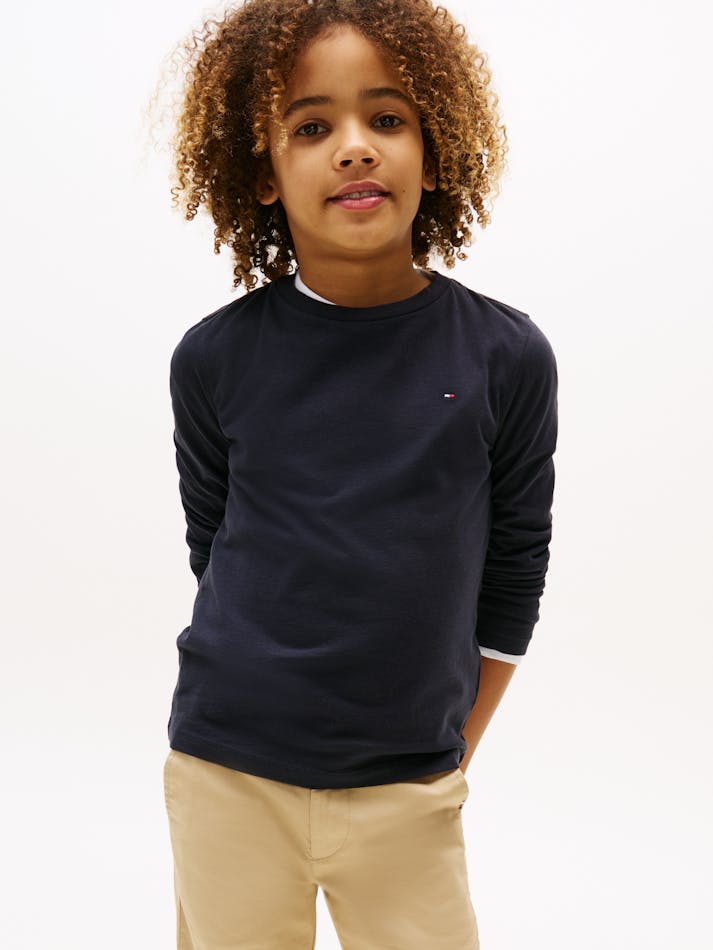 BOYS 8-16 BASIC CREW KNIT LONG SLEEVE T-SHIRT