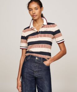 REGULAR GLOBAL STRIPE PRINT POLO SHIRT