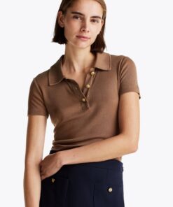 SLIM FIT GOLD-TONE BUTTON POLO SHIRT
