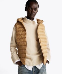 GLOBAL STRIPE HOODED PADDED GILET