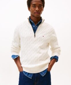 CABLE KNIT HALF-ZIP JUMPER