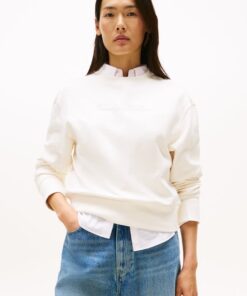 LOGO EMBROIDERY PIQUE CREW NECK SWEATSHIRT