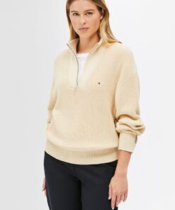 COTTON HALF ZIP CARDIGAN