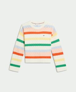GIRLS 3-7 MULTI STRIPE CROCHET SWEATER