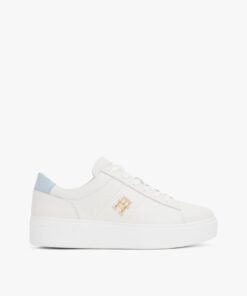 LEATHER PLATFORM COURT TRAINERS