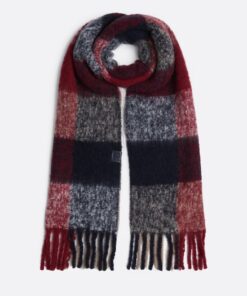 MIXED CHECK FLUFFY WOOL BLEND SCARF