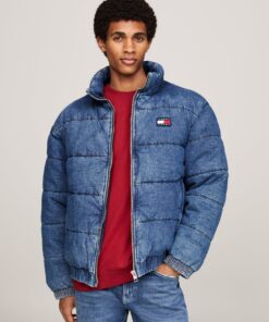 LOGO DENIM PUFFER JACKET