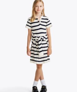 GIRLS 3-7 STRIPE CABLE KNIT JUMPER DRESS