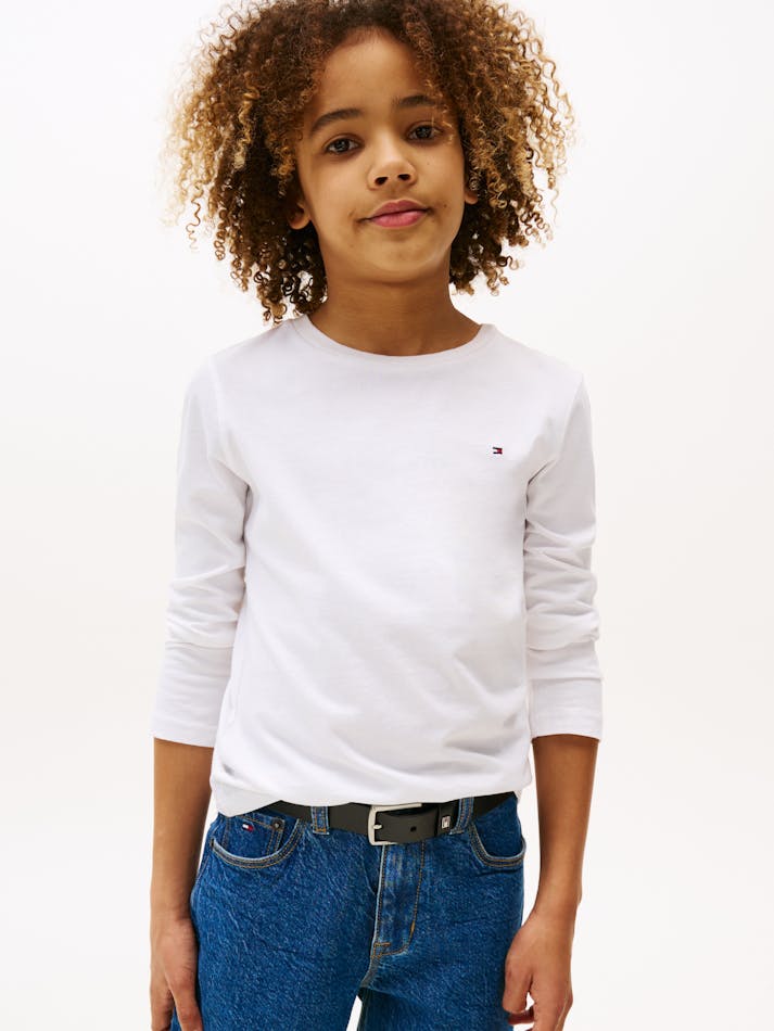 BOYS 8-16 BASIC CREW KNIT LONG SLEEVE T-SHIRT