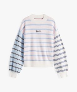 GIRLS 3-7 MIXED STRIPE RELAXED BALLOON SLEEVE JUMPER