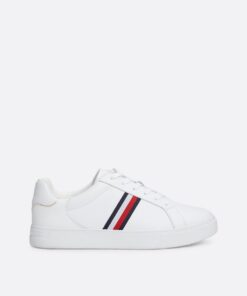 ESSENTIAL LEATHER SIGNATURE TAPE COURT TRAINERS