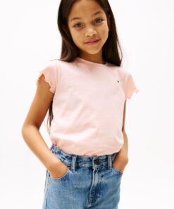 GIRLS 3-7 ESSENTIAL SCALLOP SLEEVE SLIM FIT T-SHIRT
