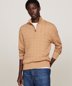 CABLE KNIT HALF-ZIP JUMPER