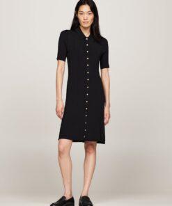 BUTTON-THRU MINI POLO DRESS