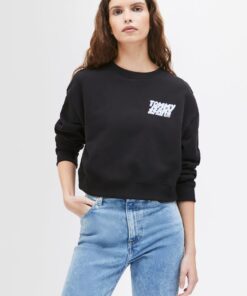RELAXED CROP BUBBLE SWEATSHIRT