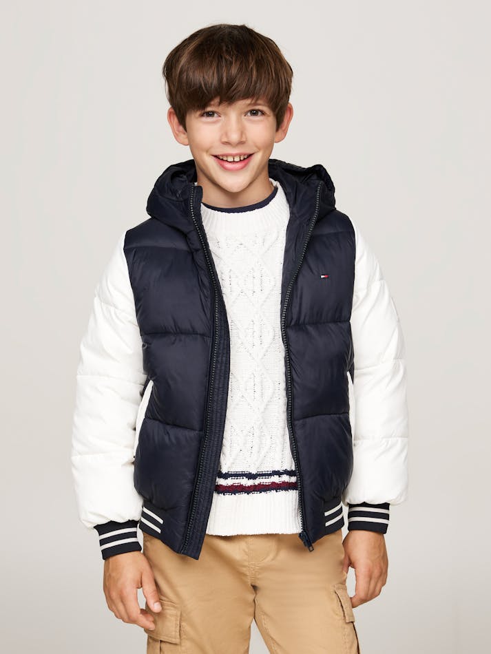 BOYS 8-16 COLOUR-BLOCKED BACK LOGO PUFFER JACKET