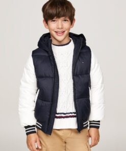 BOYS 8-16 COLOUR-BLOCKED BACK LOGO PUFFER JACKET